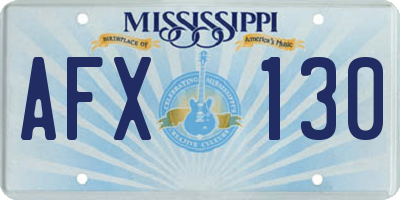 MS license plate AFX130
