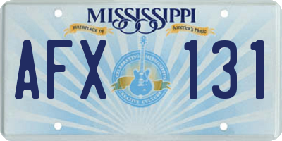 MS license plate AFX131
