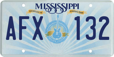 MS license plate AFX132