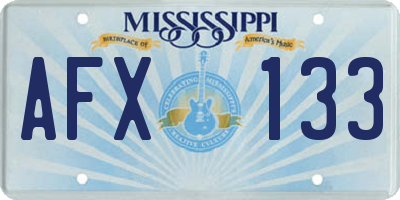 MS license plate AFX133
