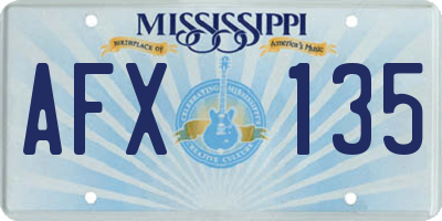 MS license plate AFX135