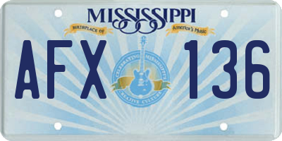 MS license plate AFX136