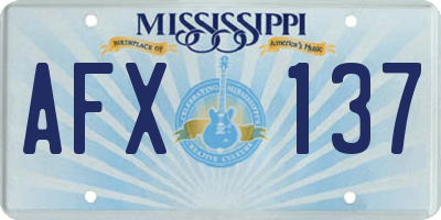 MS license plate AFX137