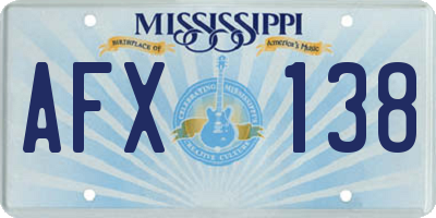 MS license plate AFX138