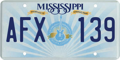 MS license plate AFX139