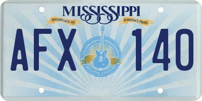 MS license plate AFX140