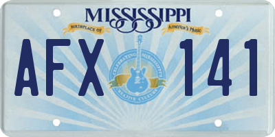 MS license plate AFX141