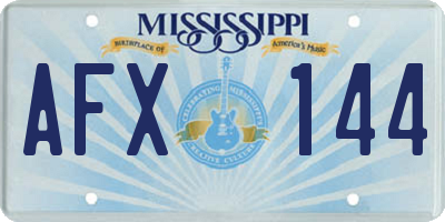 MS license plate AFX144