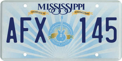 MS license plate AFX145