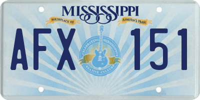 MS license plate AFX151