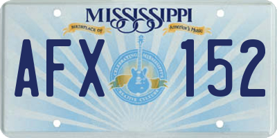 MS license plate AFX152