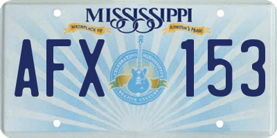 MS license plate AFX153