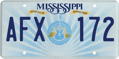 MS license plate AFX172