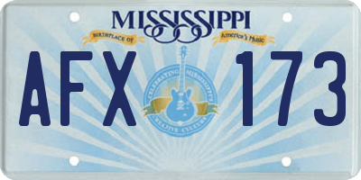 MS license plate AFX173