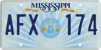 MS license plate AFX174