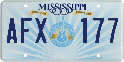 MS license plate AFX177