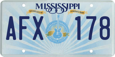 MS license plate AFX178