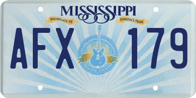 MS license plate AFX179