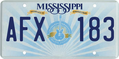 MS license plate AFX183