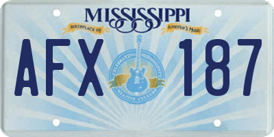 MS license plate AFX187