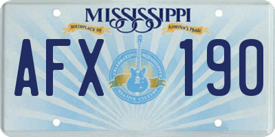 MS license plate AFX190