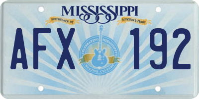 MS license plate AFX192