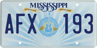 MS license plate AFX193