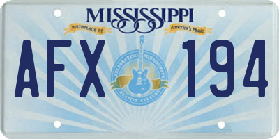 MS license plate AFX194