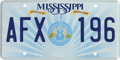 MS license plate AFX196