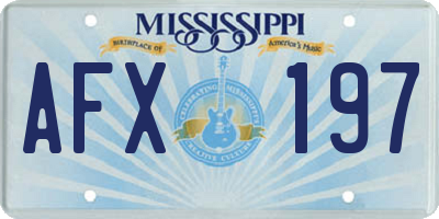 MS license plate AFX197