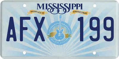 MS license plate AFX199