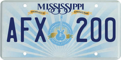 MS license plate AFX200