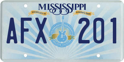 MS license plate AFX201