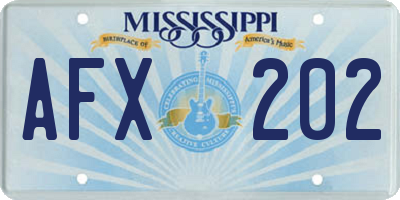 MS license plate AFX202