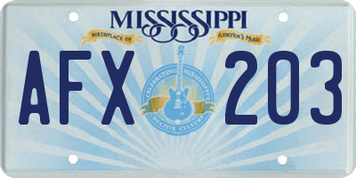 MS license plate AFX203