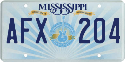 MS license plate AFX204