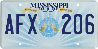 MS license plate AFX206