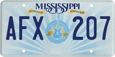 MS license plate AFX207