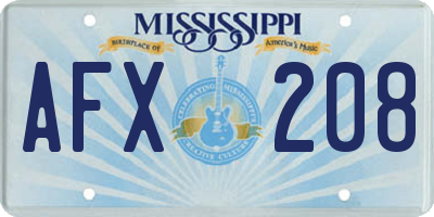 MS license plate AFX208