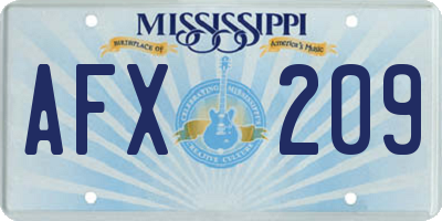 MS license plate AFX209