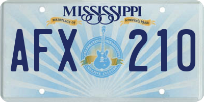 MS license plate AFX210