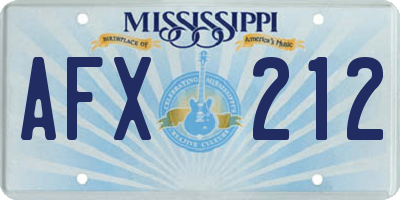 MS license plate AFX212