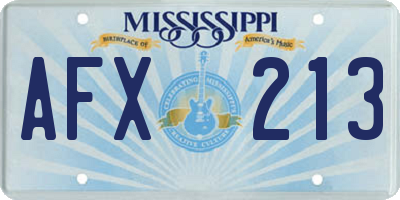 MS license plate AFX213