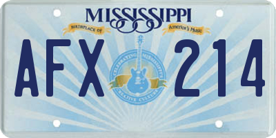 MS license plate AFX214