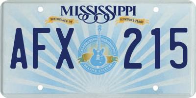 MS license plate AFX215