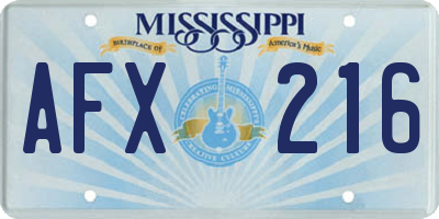 MS license plate AFX216