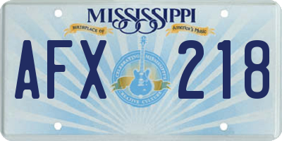 MS license plate AFX218