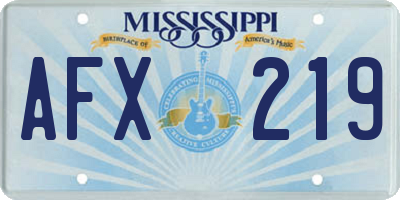 MS license plate AFX219