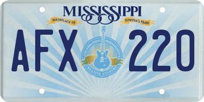 MS license plate AFX220