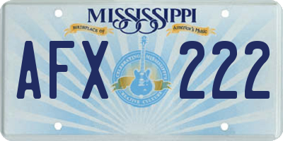 MS license plate AFX222